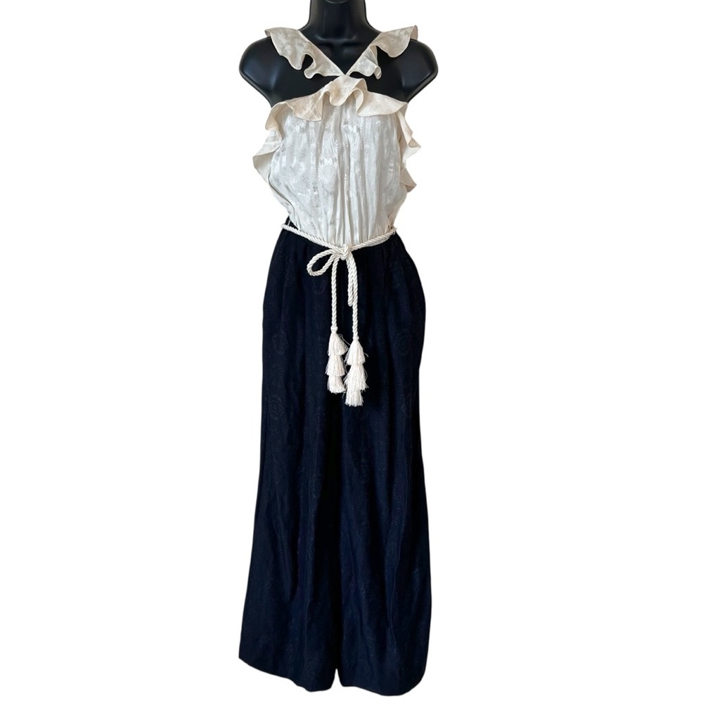 Rachel Zoe Livi Silk Jumpsuit Black/Ivory